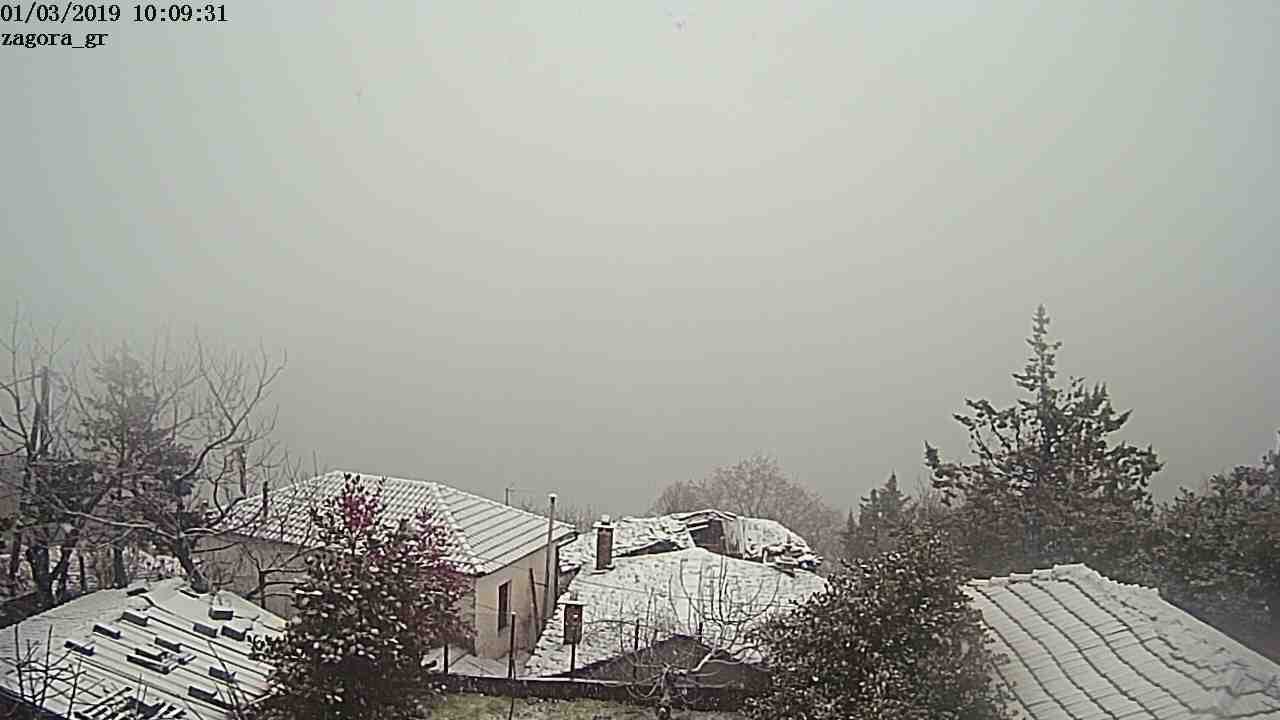 Έντονη Χιονοπτωση απο το πρωι στη Ζαγορα